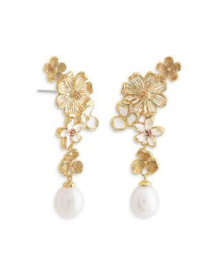 Bloom Cultured Freshwater Pearl Drop Earrings in 18K Gold Plated - Exclusive