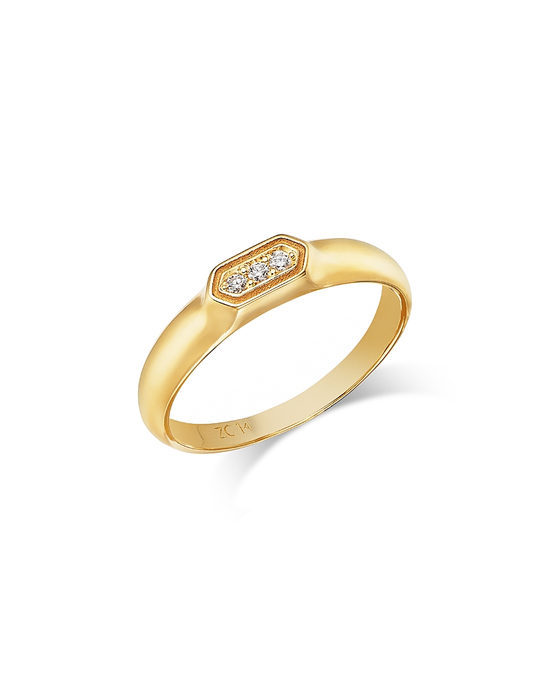 Zoë Chicco 14k Yellow Gold Diamond Signet Ring In Gold