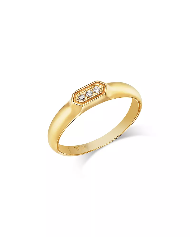 Zoe Chicco 14K Yellow Gold Diamond Signet Ring