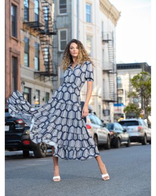 t tahari printed tiered midi dress Elie Tahari The Sable Tiered Floral-Print Midi Dress