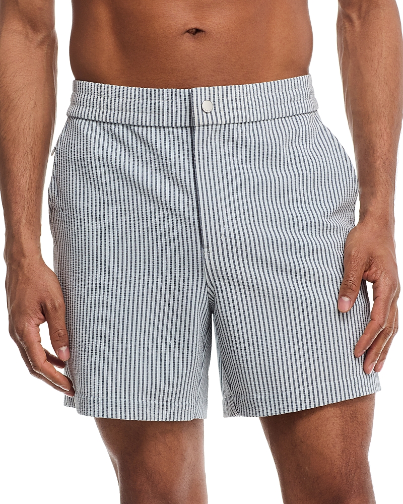 Simkhai Striped 6 Swim Trunks In Midnight Stripe
