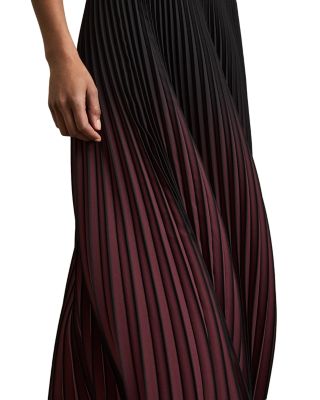 【REISS】Marlie プリーツマキシスカート バーガンディ/ブラック REISS Marlie Pleated Maxi Skirt | Bloomingdale's