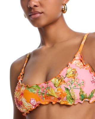 Embroidered Lettuce Edge Bikini Top