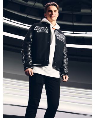 McLaren Circuit Leather Sleeve Wool Bomber Jacket