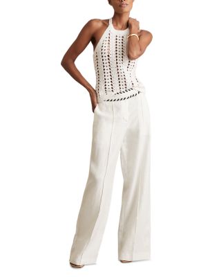 Petites Linen Wide Leg Trousers