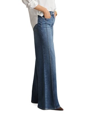 Heather High Rise Wide Leg Jeans in Mid Blue