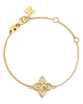Roberto Coin - 18K Yellow Gold Venetian Princess Mother of Pearl & Diamond Flower Link Bracelet
