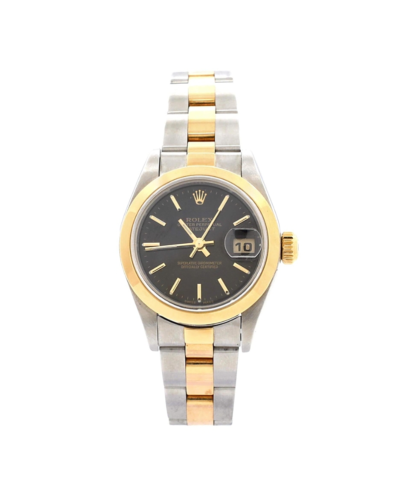 Pre-owned Pre-owned Rolex Rolex Oyster Perpetual Datejust Automatic Watch In Stainless Steel And Gold 26mm In Dial Color: Black