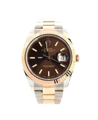 Pre-Owned Rolex - Oyster Perpetual Datejust Chocolate Brown Automatic Watch in Stainless Steel and Rose Gold 41mm