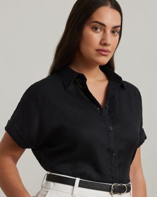 Plus Short Sleeve Button Up Shirt