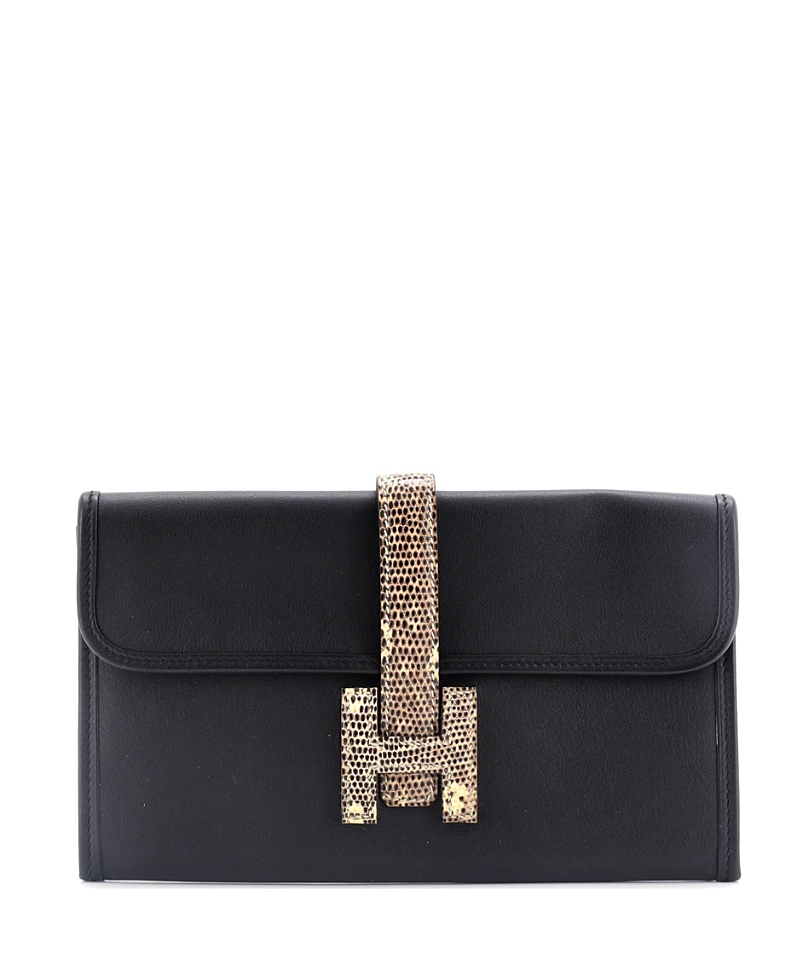 PRE-OWNED HERMES PRE-OWNED HERMES JIGE DUO CLUTCH SWIFT WITH LIZARD