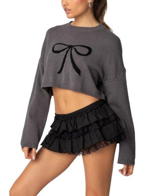 Knit Bow Cropped Sweater
