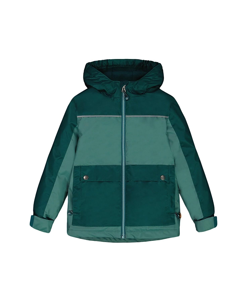 Deux Par Deux Boy's Colorblock Mid-season Jacket Forest Green And Emerald In Forest Green And Emerald