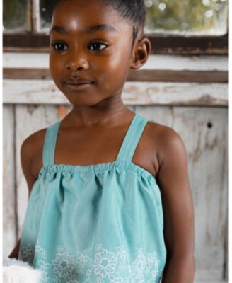 Girls' Chambray Jumpsuit with Embroidery - Baby