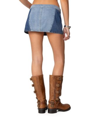 Reni Contrast Zip Denim Mini Skirt