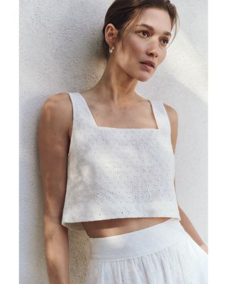 Aelita Cotton Eyelet Crop Tank Top