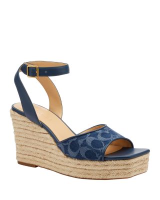 COACH - Women's Signature C Denim Espadrille Wedge Sandals