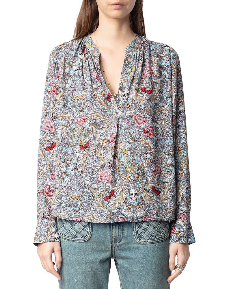 Zadig & Voltaire Tink Floral-print Blouse In Mist