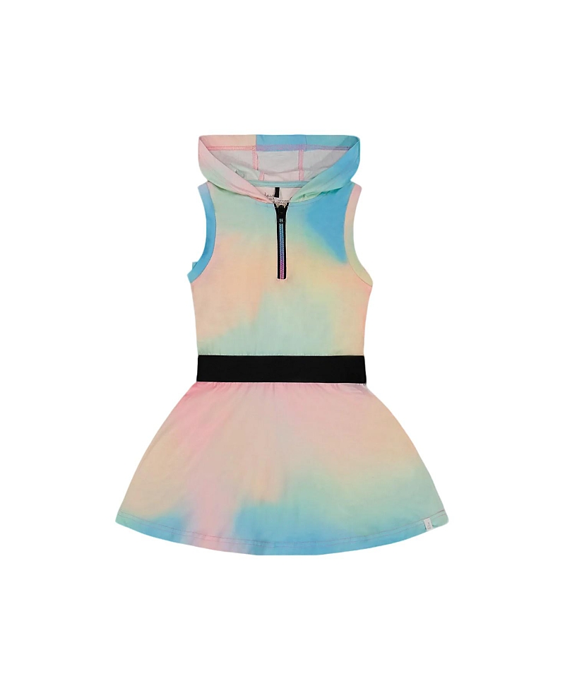 Deux Par Deux Girls' Hooded Dress With Elastic Waist - Big Kid In Multicolored Tie Dye