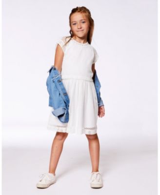  Girls' Bi-Material Mesh and Organic Cotton Dress - Little Kid