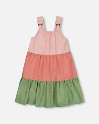  Girls' Tiered Color Block Peasant Dress - Little Kid