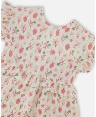  Girls' Printed Seersucker Dress with Frill - Big Kid