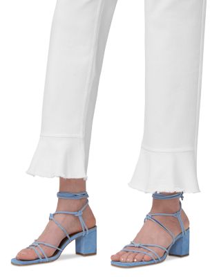 High Rise Ruffle Hem Skimmer Jeans