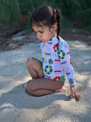 Unisex UPF 50+ Recycled Polyester Beach Zipped Rashguard Onepiece - Baby