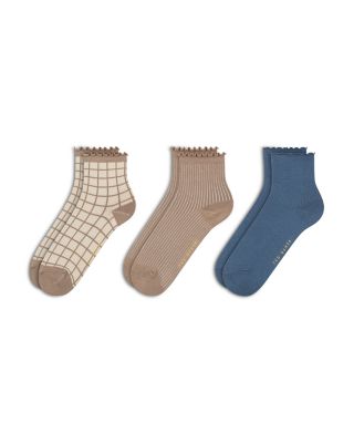 Ruffled Anklet Socks, Set of 3