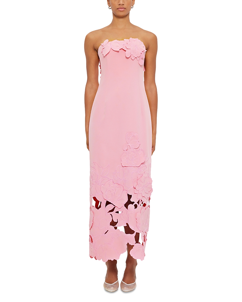 Shop Leo Lin Rayna Crepe Strapless Dress In Flamingo