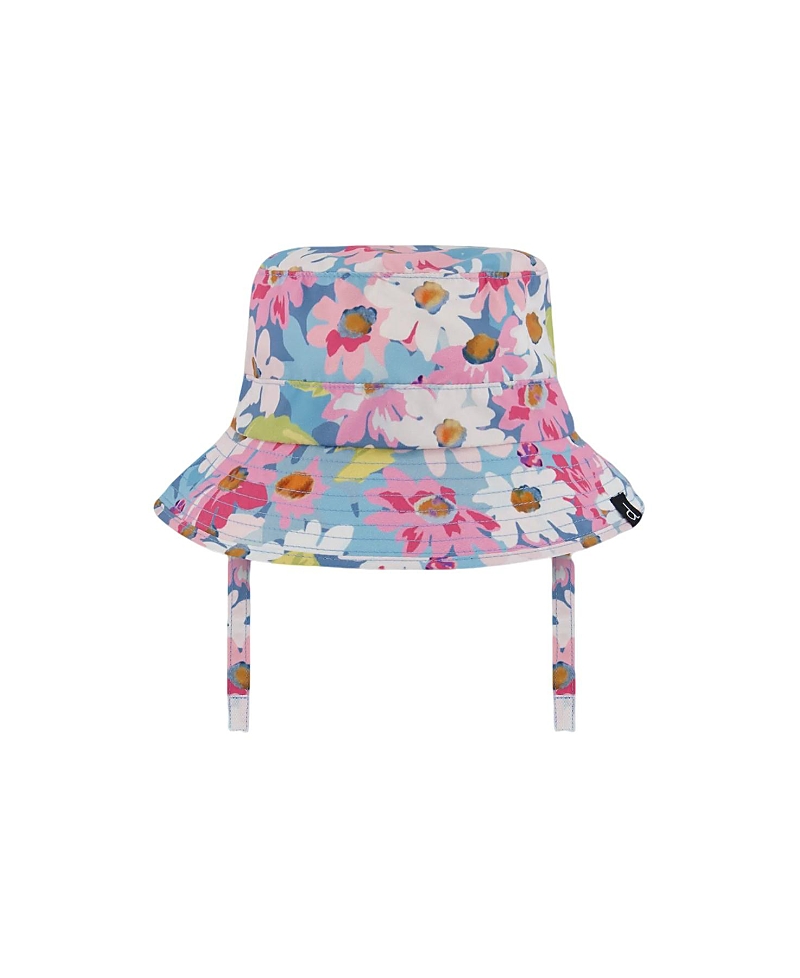 Deux Par Deux Baby Girl's Printed Beach Sun Hat White, Pink, And Green Flowers In White/pink/and Green Flowers