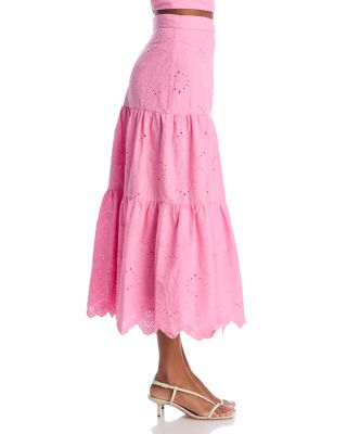Embroidered Lace Midi Skirt - Exclusive 
