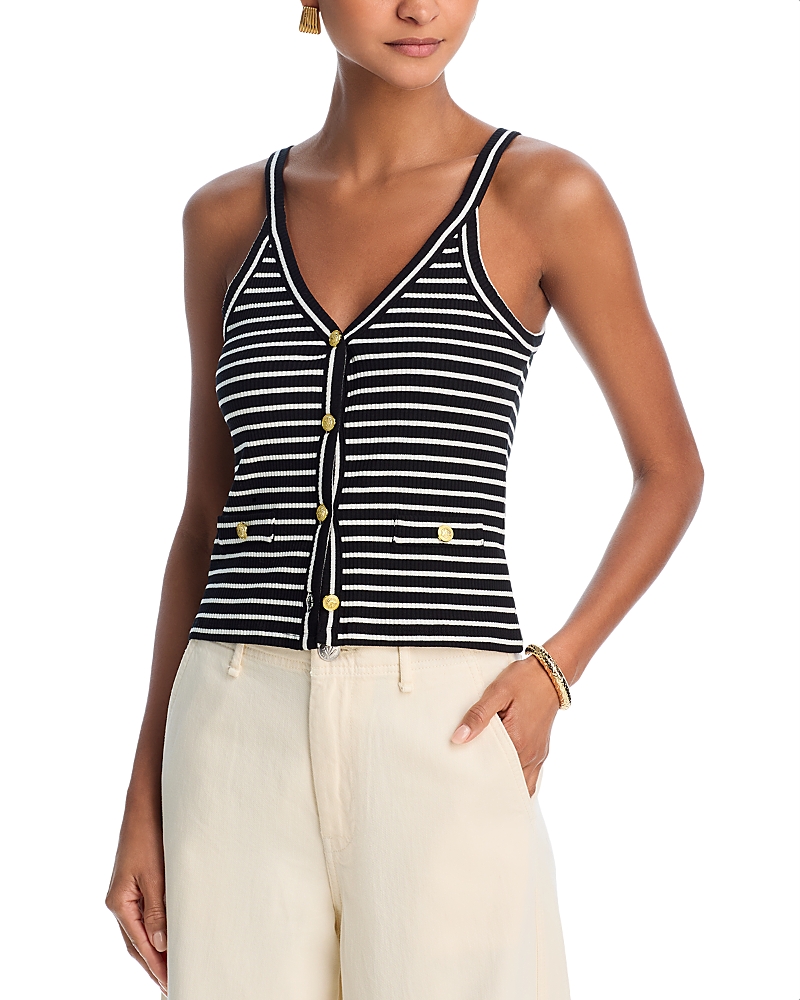 Aqua Striped Button Front Tank Top - Exclusive