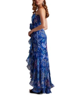 Morwenna Oceanic Print Ruffle Gown
