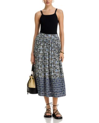 Blue Vine Midi Skirt