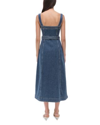 Alba Square Neck Denim Midi Dress
