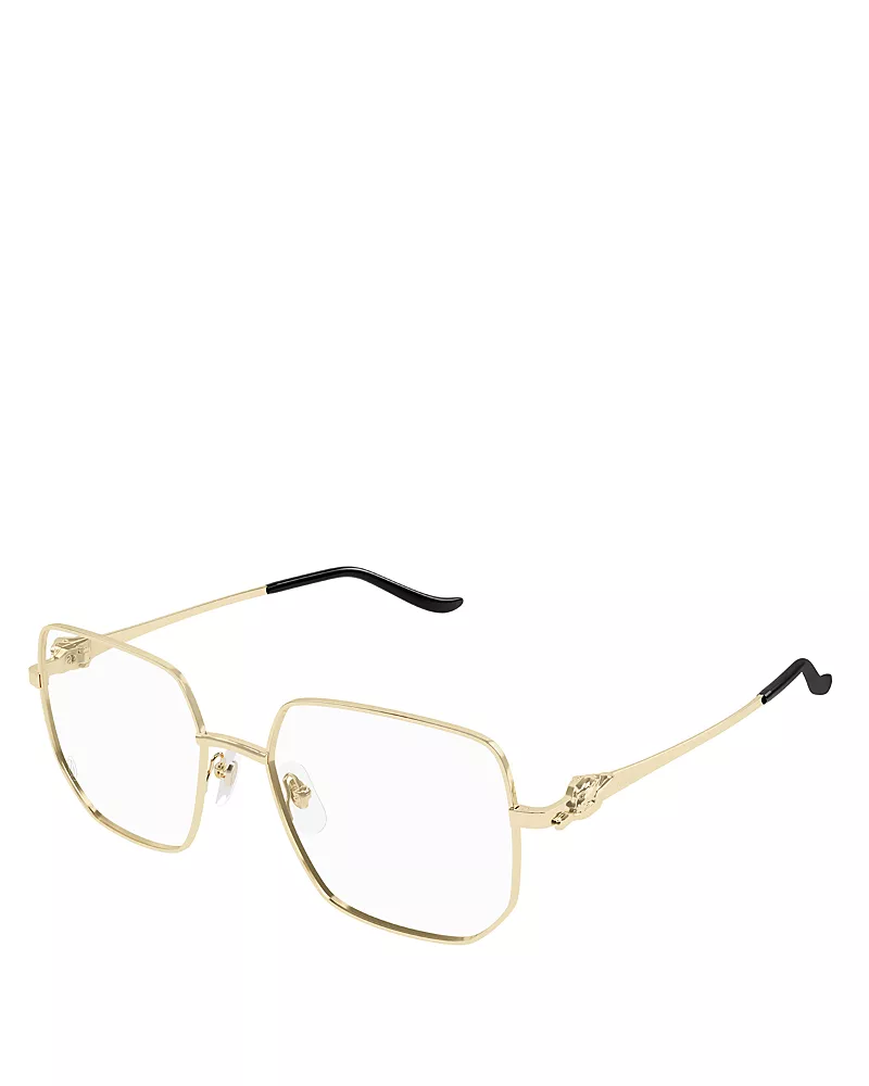 Cartier Panthere Classic 24K Gold Plated Squared Eye Glasses, 55mm