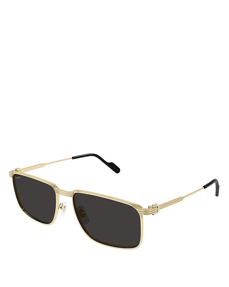 Cartier 24k Gold Plated Squared Sunglasses, 59mm In Gold