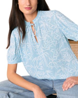 Leaves Tie Neck Blouse