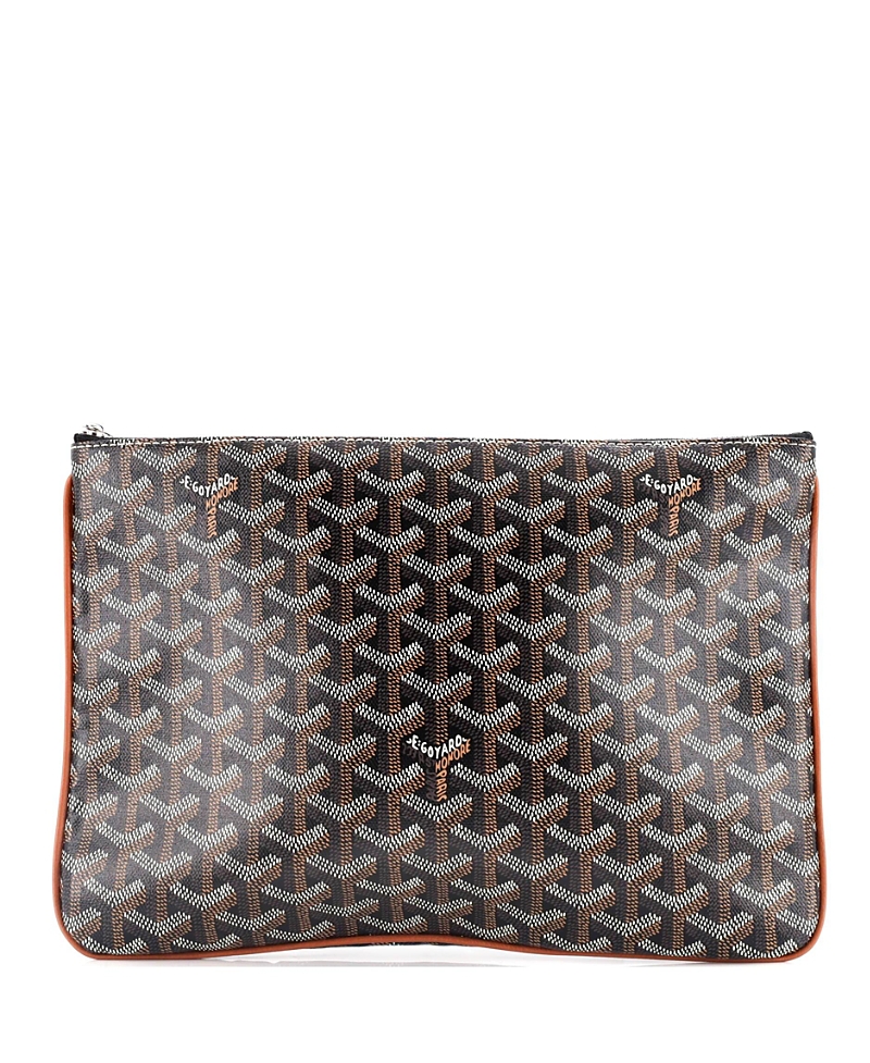 Pre-owned Pre-owned Goyard Goyard Mm Senat Zip Pouch Coated Canvas In Brown