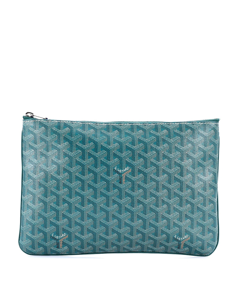 Pre-owned Pre-owned Goyard Goyard Mm Senat Zip Pouch Coated Canvas In Green