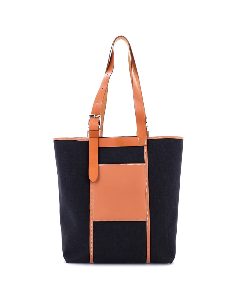 Pre-owned Pre-owned Hermes Hermes 27 Etriviere Pocket Tote Toile And Leather In Black/ Brown
