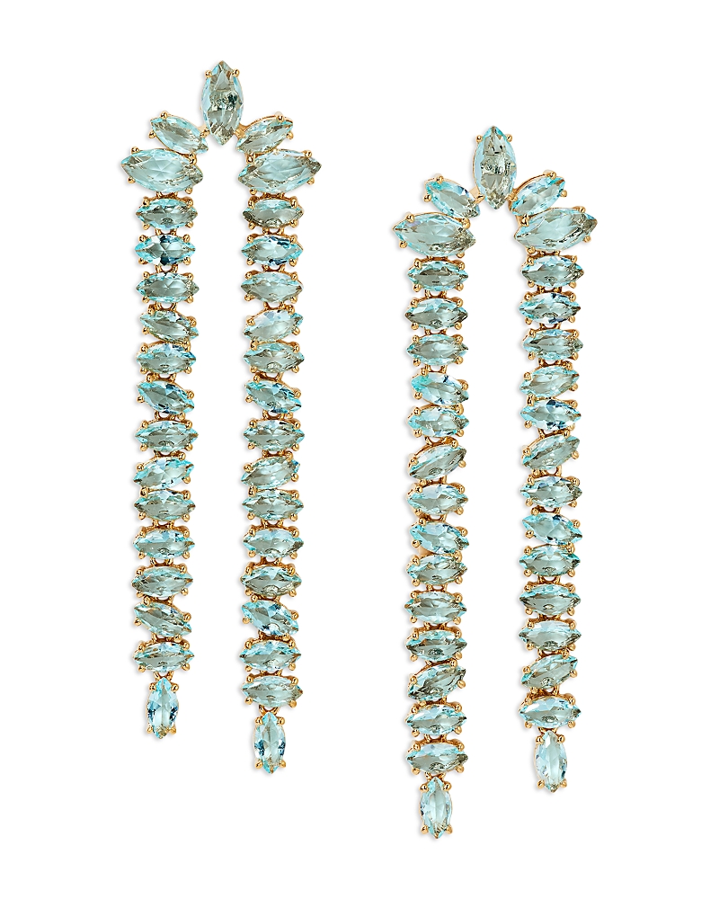NADRI PALM SPRINGS GREEN STONE DOUBLE STRAND DROP EARRINGS