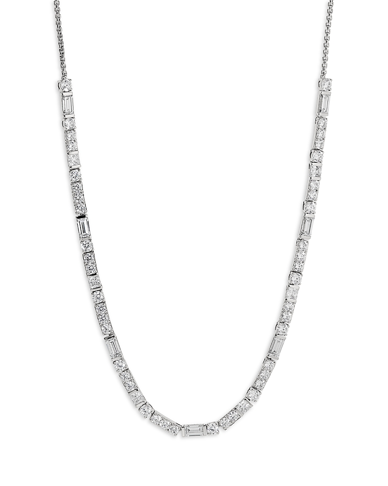 NADRI CUBIC ZIRCONIA COLLAR NECKLACE IN RHODIUM PLATED, 18