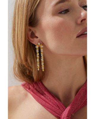 Yellow Stone Double Strand Drop Earrings