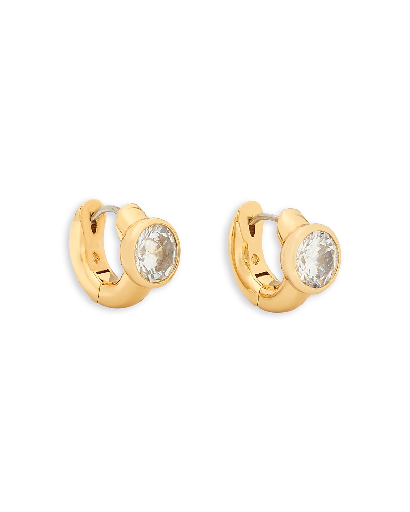 Kate Spade New York Keep Sparkling Huggie Hoop Earrings In Clear/gold
