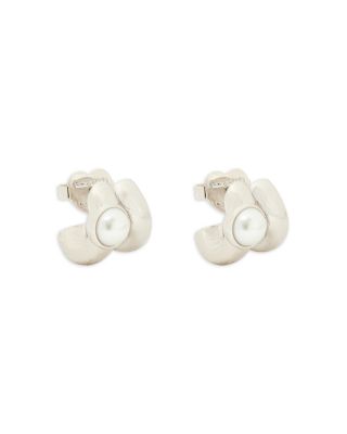 Keep Sparkling Imitation Pearl Double Huggie Hoop Earrings