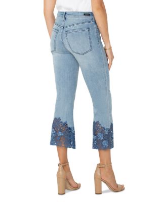 Hannah Mid Rise Crop Flare Jeans in Indigo Crochet
