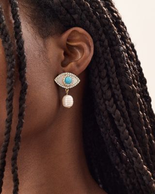 Eyes Of Envy Freshwater Pearl, Mother of Pearl & Pav&eacute; Drop Earrings