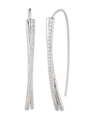 Pav&eacute; Threader Earrings in Sterling Silver